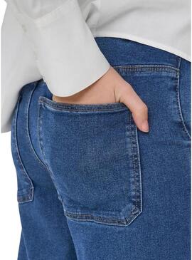 Pantaloni in denim Only Astoria a gamba ampia blu medio da donna.