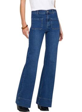 Pantaloni in denim Only Cypress con tasche a campana per donna