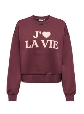 Felpa Only Best stampata bordeaux per donna