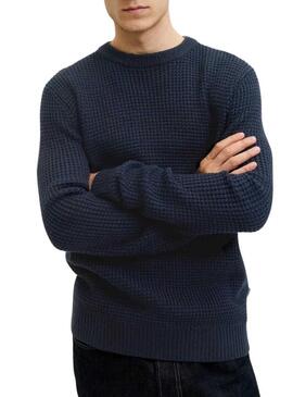 Felpa blu scuro Jersey Jack and Jones Global per uomo