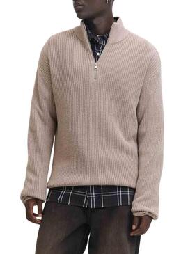 Maglia Jack and Jones Kaito Zip beige per uomo