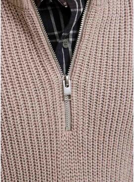 Maglia Jack and Jones Kaito Zip beige per uomo