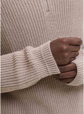 Maglia Jack and Jones Kaito Zip beige per uomo