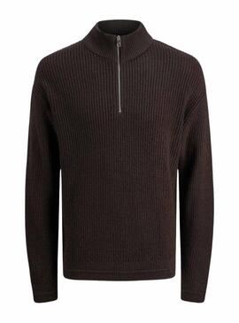 Maglia Jack and Jones Kaito Zip marrone per uomo