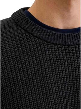 Maglia nera da uomo Jersey Jack and Jones Kaito