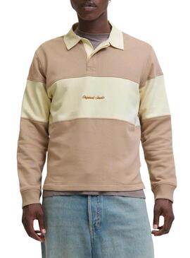 Polo Jack and Jones Norrebro cammello e beige per uomo.