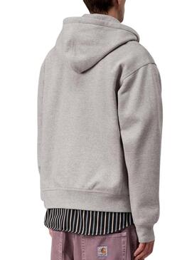 Felpa Carhartt American Script grigia con zip per uomo