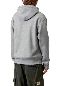 Felpa con cappuccio Carhartt Hooded American Script grigia scura per uomo