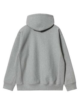 Felpa con cappuccio Carhartt Hooded American Script grigia scura per uomo