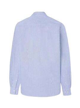 Camicia sportiva Silbon Oxford a righe blu per uomo