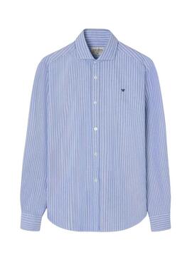 Camicia sportiva Silbon Oxford a righe blu per uomo