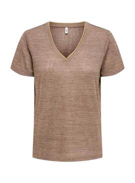 Maglietta Only Beatrice a manica corta color tostato per donna.