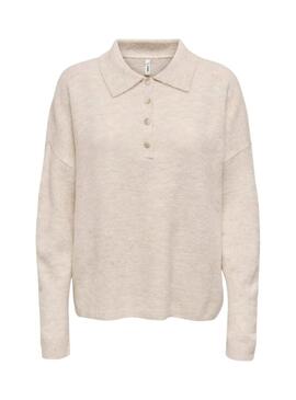 Polo a maglia Only Talio beige per donna