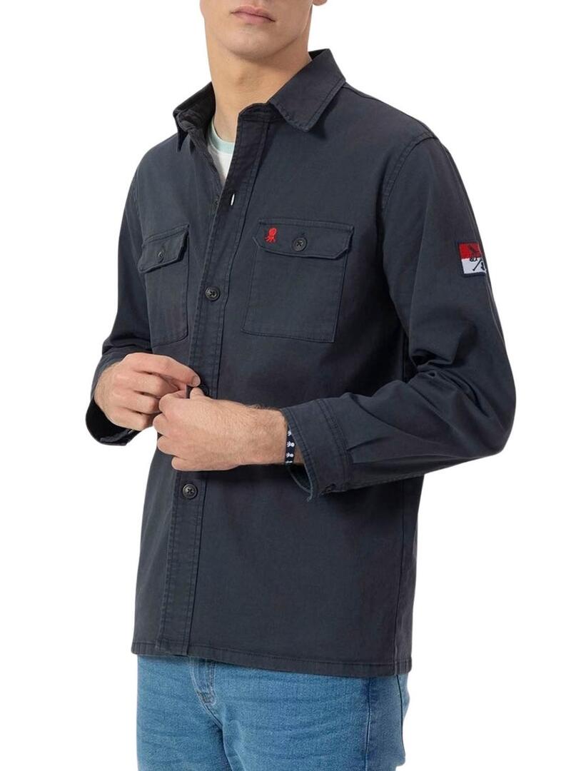 Camicia sovra-camicia El Pulpo Heritage blu marino per uomo