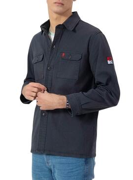 Camicia sovra-camicia El Pulpo Heritage blu marino per uomo