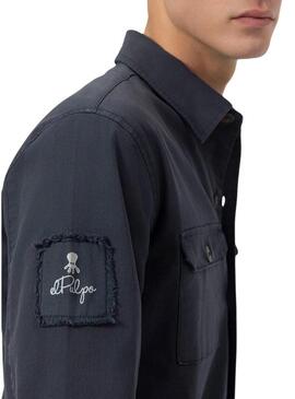 Camicia sovra-camicia El Pulpo Heritage blu marino per uomo
