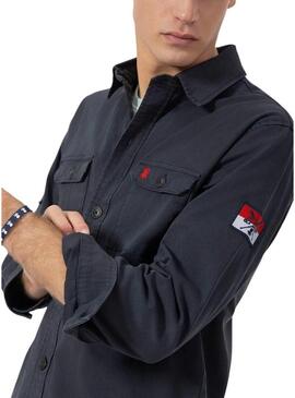 Camicia sovra-camicia El Pulpo Heritage blu marino per uomo