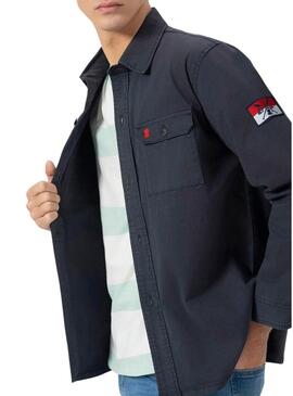 Camicia sovra-camicia El Pulpo Heritage blu marino per uomo