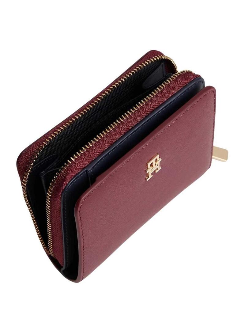 Borsa Tommy Hilfiger Icon con patta bordeaux per donna