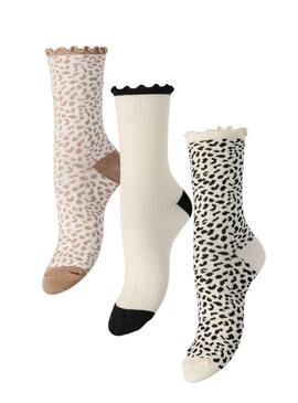 Confezione da 3 calze Pieces leopardate da donna