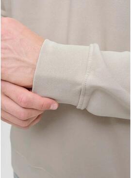 Felpa con zip Jack and Jones Soho beige per uomo