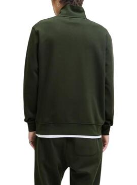 Felpa con zip Jack and Jones Soho verde per uomo