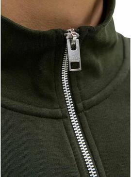 Felpa con zip Jack and Jones Soho verde per uomo