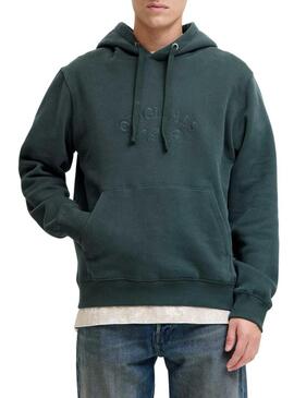 Felpa Jack and Jones Bleecker verde con cappuccio per uomo.