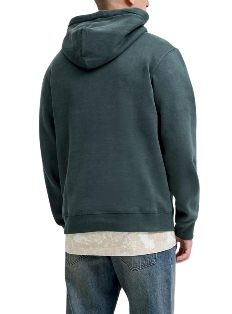 Felpa Jack and Jones Bleecker verde con cappuccio per uomo.