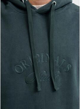 Felpa Jack and Jones Bleecker verde con cappuccio per uomo.