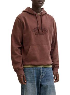 Felpa Jack and Jones Bleecker marrone con cappuccio per uomo