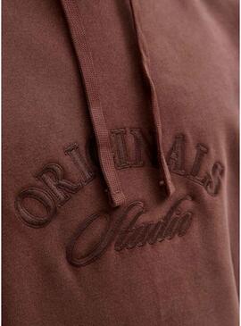 Felpa Jack and Jones Bleecker marrone con cappuccio per uomo