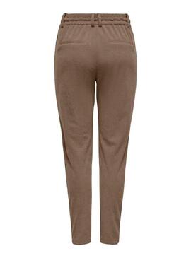 Pantaloni Only Poptrash Lias color cammello in velluto a coste per donna.