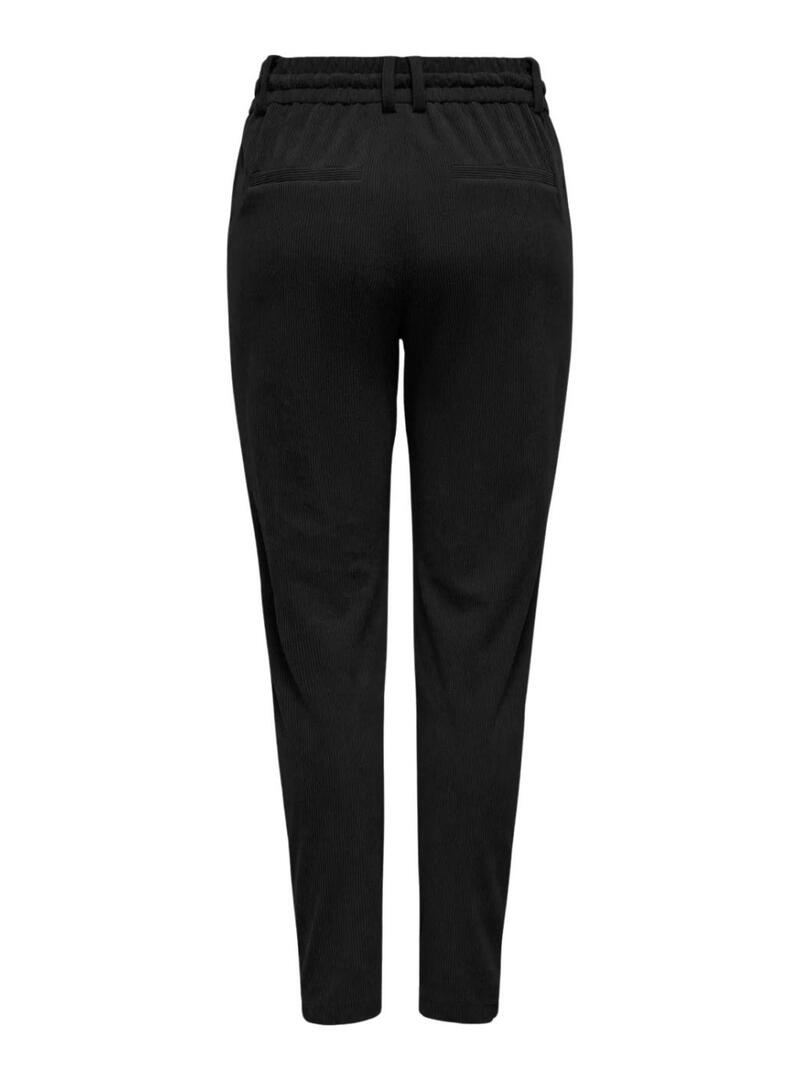 Pantaloni Only Poptrash Lias neri in velluto a coste per donna.