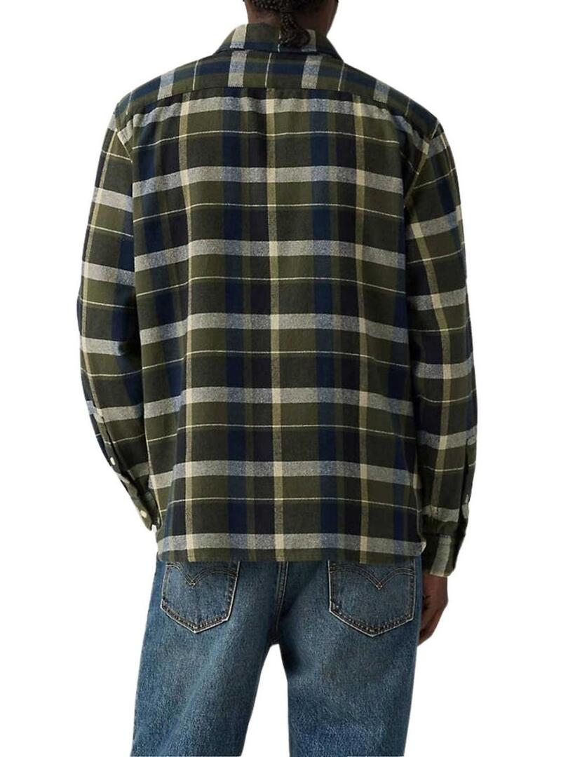 Camicia Levis Jackson Worker a quadri verde in flanella per uomo