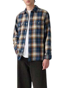 Camicia Levis Jackson Worker a quadri blu in flanella per uomo