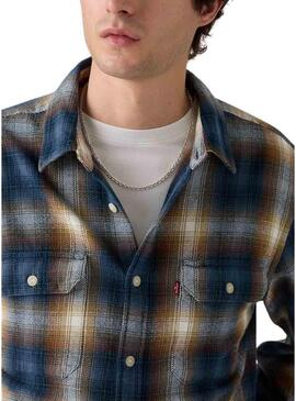 Camicia Levis Jackson Worker a quadri blu in flanella per uomo