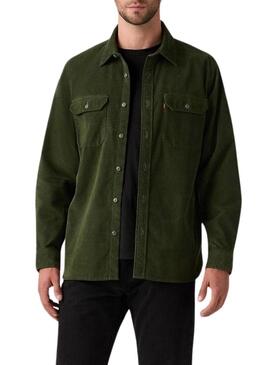 Camicia Levis Jackson Worker in velluto a coste verde per uomo
