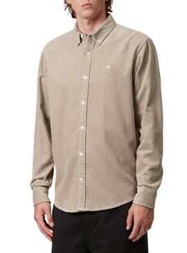 Camicia Carhartt Madison in velluto a coste beige per uomo