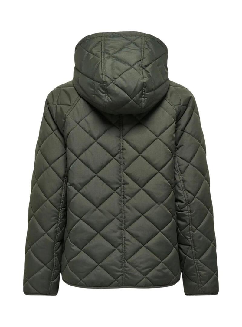Giacca imbottita Only Sigga con cappuccio verde per donna