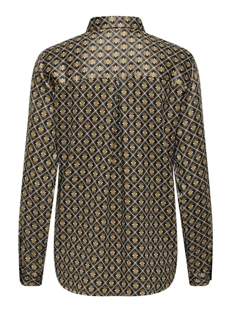 Camicia Only Jane stampa geometrica verde per donna