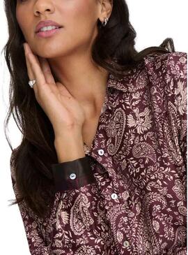 Maglietta Only Jane stampata Pasley granata per donna