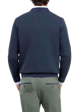 Maglia El Ganso Struttura Garment Dyed blu per uomo