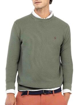 Maglia El Ganso Struttura Garment Dyed verde per uomo