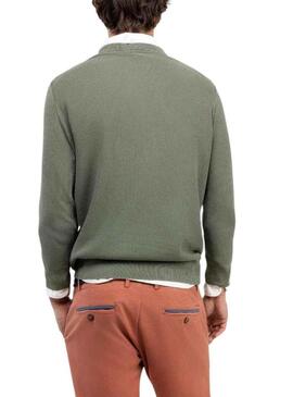 Maglia El Ganso Struttura Garment Dyed verde per uomo