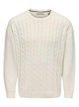 Maglia Only and Sons Lamard beige per uomo