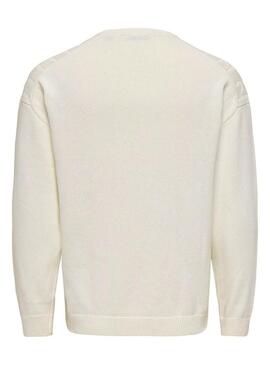 Maglia Only and Sons Lamard beige per uomo