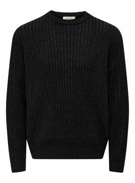 Maglione Only and Sons Michael nero mélange per uomo.