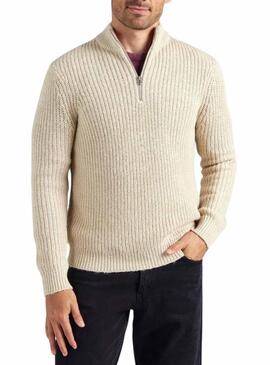 Maglione Only and Sons Rolf con collo a zip color beige per uomo.