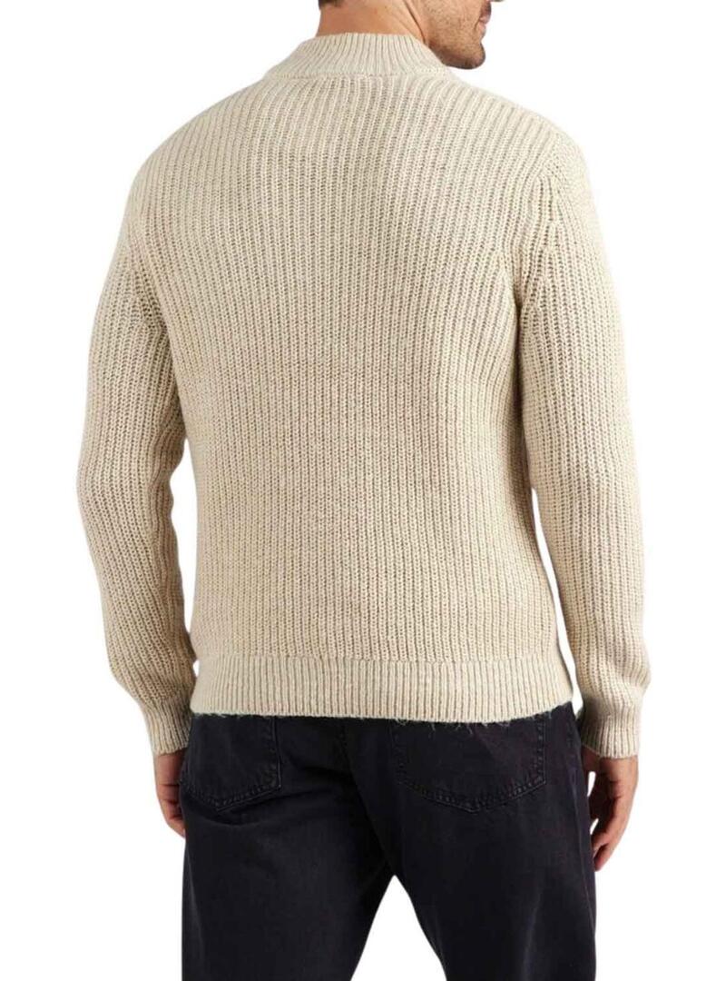 Maglione Only and Sons Rolf con collo a zip color beige per uomo.